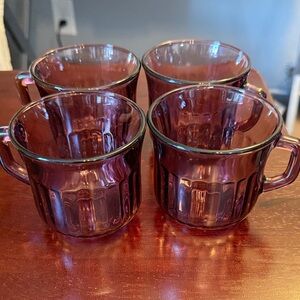 vintage Forte Crisa amethyst glass mugs set if 4 made in Mexico